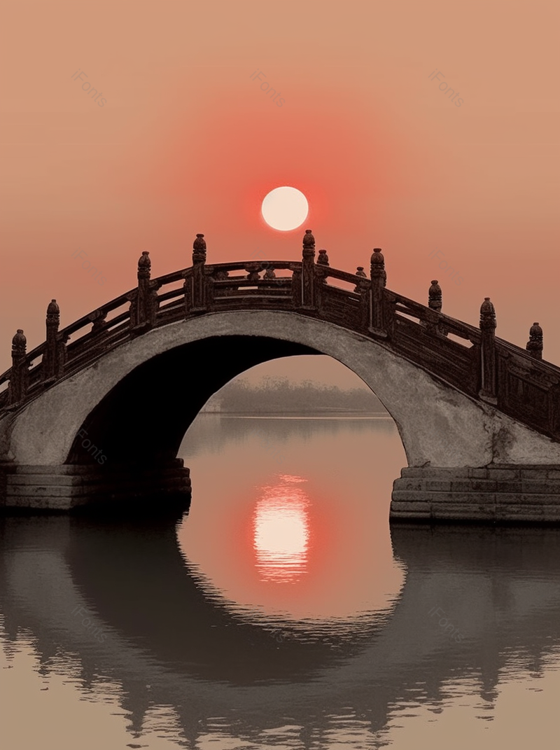 古老的拱桥月夜景色图,高清,摄影图,摄影图片,图片大全,摄影图免费下载
